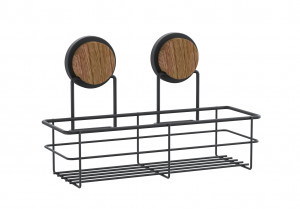 DIADONNA Полка для ванной настенная (ABS) нерж.сталь, черный/дерево, D8331