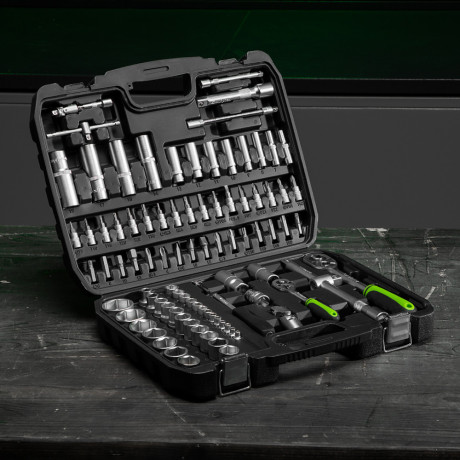 Набор инструмента, 1/2", 1/4", пластиковый кейс, 108 предметов Сибртех