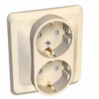 Systeme Electric Этюд роз. СУ 2 мест. крем. (пл.осн., земля, штор.) PC16-008K (15!)