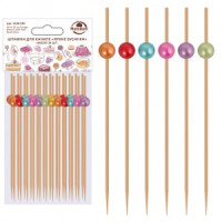 Шпажки для канапе Яркие бусинки 12см, н-р 24шт/уп, цена за уп (кратн 6!!!) дерево VL80-590 Мультидом