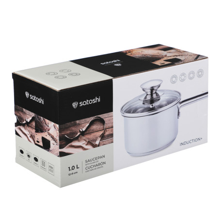 SATOSHI Мини Ковш 12х9,0см. 1,0 л. со стекл. крышкой, индукция