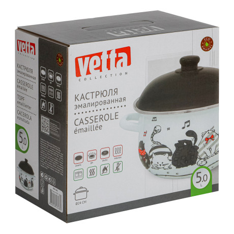 VETTA Хвостатые друзья Кастрюля эмалированная, 24см, 5,0л, индукция