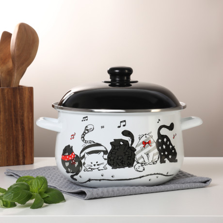 VETTA Хвостатые друзья Кастрюля эмалированная, 24см, 5,0л, индукция