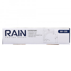 RAIN Смеситель для кухни Сапфир, высокий излив, картридж 35мм, гайка, латунь, хром