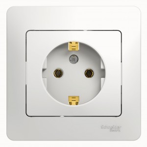 Systeme Electric GLOSSA роз. СУ 1 мест. бел. (пл.осн., земля) GSL000142 (15!)