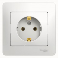 Systeme Electric GLOSSA роз. СУ 1 мест. бел. (пл.осн., земля) GSL000142 (15!)