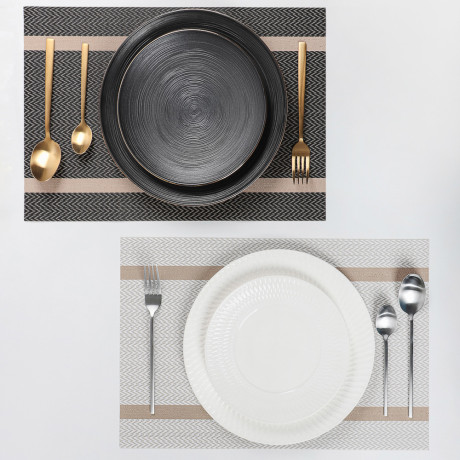 Набор салфеток сервировочных ПВХ, 2шт, 30x45см, "Орнамент", 2 цвета