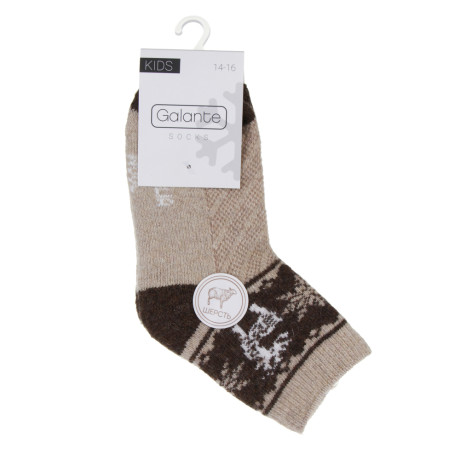 GALANTE Носки детские из монгольской шерсти, 47% овечья шерсть, 23% п/а, 25% п/э, 5% спан, р. 14-16,
