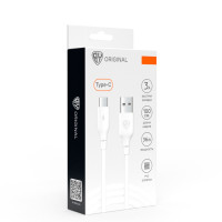 BY Кабель для зарядки Эко Type-C, 1м, Быстрая зарядка 3А, QC, PD 20W, прорезиненный, белый