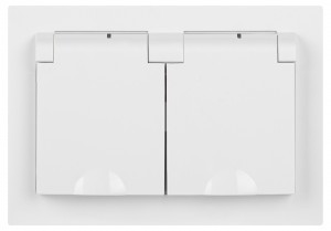 ЭРА Intro Accent мех. роз. СУ 2 мест. (земля, крышки, шторки) 16А-250В, IP44 белый Б0063577