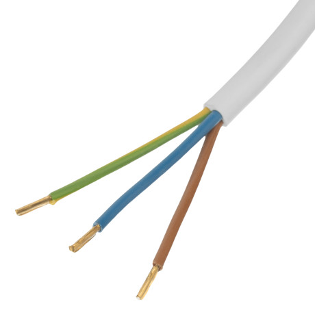 Шнур сетевой Energy Series, ПВС, 1,5 м, 3 x 1 мм, с неразборной вилкой, белый, Denzel