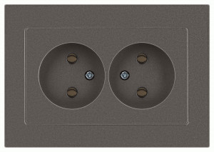 ЭРА Intro Accent мех. роз. СУ 2 мест. 16А 250В, титан 6-204-09