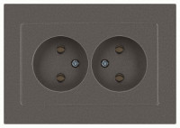 ЭРА Intro Accent мех. роз. СУ 2 мест. 16А 250В, титан 6-204-09