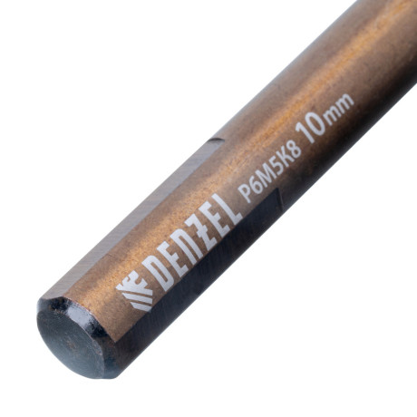 Набор сверл по металлу, 1-10 мм, Р6М5К8-TiN, Golden Tip, 19 шт Denzel