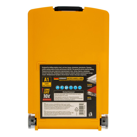 Набор сверл по металлу, 1-10 мм, Р6М5К8-TiN, Golden Tip, 19 шт Denzel