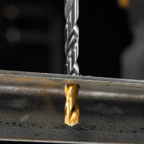 Набор сверл по металлу, 1-10 мм, Р6М5К8-TiN, Golden Tip, 19 шт Denzel