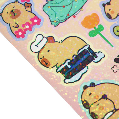 Набор наклеек "Капибара" 10х22,5см, ПВХ, микс 10 дизайнов