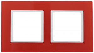 ЭРА 14 Elegance рамка СУ 2 мест.стекло, красный+бел 14-5102-23 5305