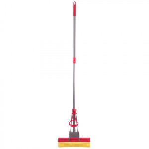 Швабра отжим. насадка PVA 27 см, ролик двойной,  телескоп. чер. 125 см, ЛАЙМА "Бюджет", 603597
