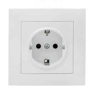 EKF Валенсия роз. СУ 1 мест. 16А белая, земля, шторки Al/Cu (корпус PC) EWR16-028-10