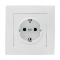 EKF Валенсия роз. СУ 1 мест. 16А белая, земля, шторки Al/Cu (корпус PC) EWR16-028-10