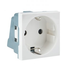 EKF Розетка СУ 1 мест. (2 модуля) 45х45 PRO, земля, белая, 90 град E2MR16-028-10