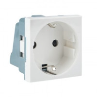 EKF Розетка СУ 1 мест. (2 модуля) 45х45 PRO, земля, белая, 90 град E2MR16-028-10