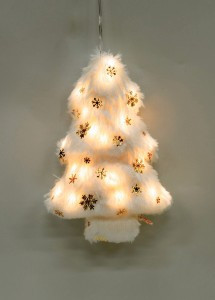 Гирлянда-игрушка(бат) Космос Ёлочка флок 12x5,5x18,2cm 10LED белый тёплый (2xCR2032 в комп) TAB-B108