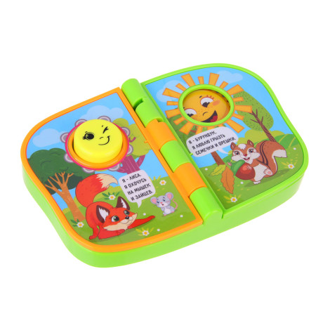 ИГРОЛЕНД Книга музыкальная с одной кнопкой "На полянке", свет, звук,  ABS, 17х11,5х3см, 2хААА