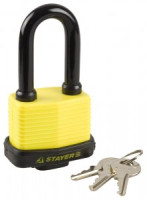Замок STAYER &quot;MASTER&quot; навесной, всепогодный, пластиковая защита корпуса, с удлин. закален. дужкой,на
