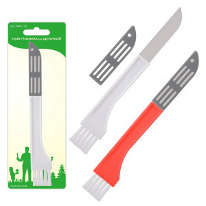 Нож грибника с щеточкой 20см (кратность 4!!!) металл/пластик/синтет.щетина AN84-128 Мультидом