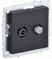 IEK BRITE мех. роз. СУ TV+SAT РТВ/РСп12-БрЧ черн. BR-AF20-O-K02