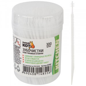 Зубочистки пластиковые, 300шт/упаковка 7007 Рыжий кот