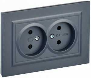 IEK BRITE роз. СУ 2 мест. 10A маренго (шторки) РСш12-2-БрМ BR-R23-10-K35-F