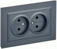 IEK BRITE роз. СУ 2 мест. 10A маренго (шторки) РСш12-2-БрМ BR-R23-10-K35-F