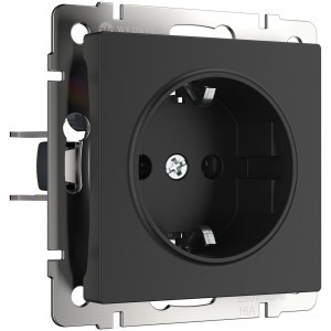 Werkel мех. роз. СУ 1 мест. 16A земля (черный матовый) безвинтовой зажим W1171308 a051618