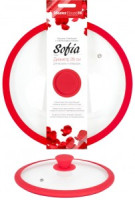 Крышка d=28см, Sofia стекло, обод/ручка силикон, паровыпуск, красная 60558 Master House