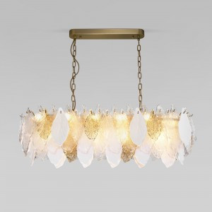 Bogate's св-к подвес. 14x40W E14 1050х300х1200 мет. золото/прозр./бел. Leaf Умный дом 370 a065316