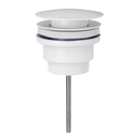 Донный клапан для раковины с переливом, белый матовый