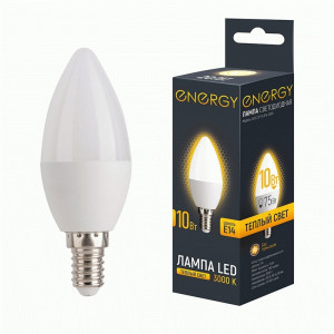 Energy лампа св/д свеча С37 E14 10W(750lm) 3000К 2К 38x112 матов (10!) 109291