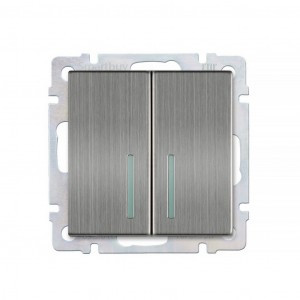 Smartbuy Нептун мех. выкл. СУ 2-клавишный с индикатором 10А серый никель  (SBE-05gn-10-SW2-1)