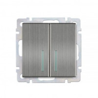 Smartbuy Нептун мех. выкл. СУ 2-клавишный с индикатором 10А серый никель  (SBE-05gn-10-SW2-1)