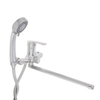 RAIN Смеситель для ванны Обсидиан, прямой излив 35см, душ. набор, картридж 35мм, латунь, хром