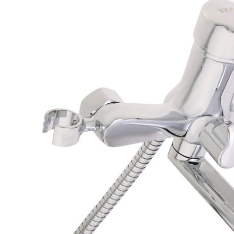 RAIN Смеситель для ванны Обсидиан, прямой излив 35см, душ. набор, картридж 35мм, латунь, хром