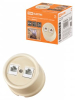 TDM Болонь Розетка двойная телефонная RJ11 сл. кость Ретро SQ1820-0350