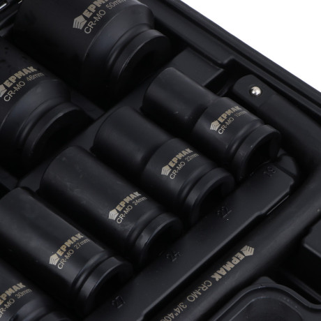 ЕРМАК Набор головок ударных, удлинённых с L-воротком 3/4'', 13 пр. CR-MO