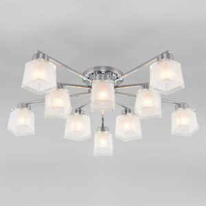EUROSVET Люстра 10x40W 840х210 металл белый/хром Delfi 30162