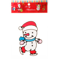 Наклейка на стекло А15 15 см Снеговик на коньках