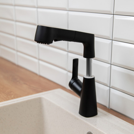 СоюзКран Смеситель для кухни, поворотный излив 360гр., картридж 35мм, цинк, черный SS01-R133