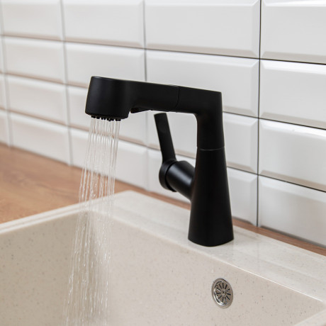 СоюзКран Смеситель для кухни, поворотный излив 360гр., картридж 35мм, цинк, черный SS01-R133